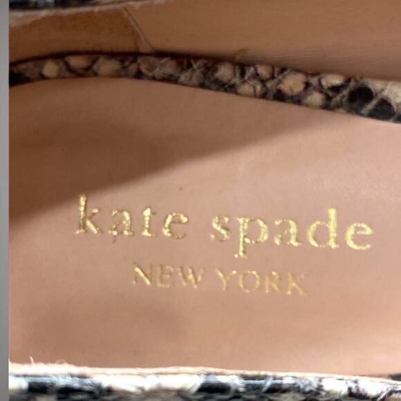 Sz 7.5M KATE SPADE Beverly Pale Vellum Snake Print Leather Block Heel Pumps EUC - Picture 6 of 8